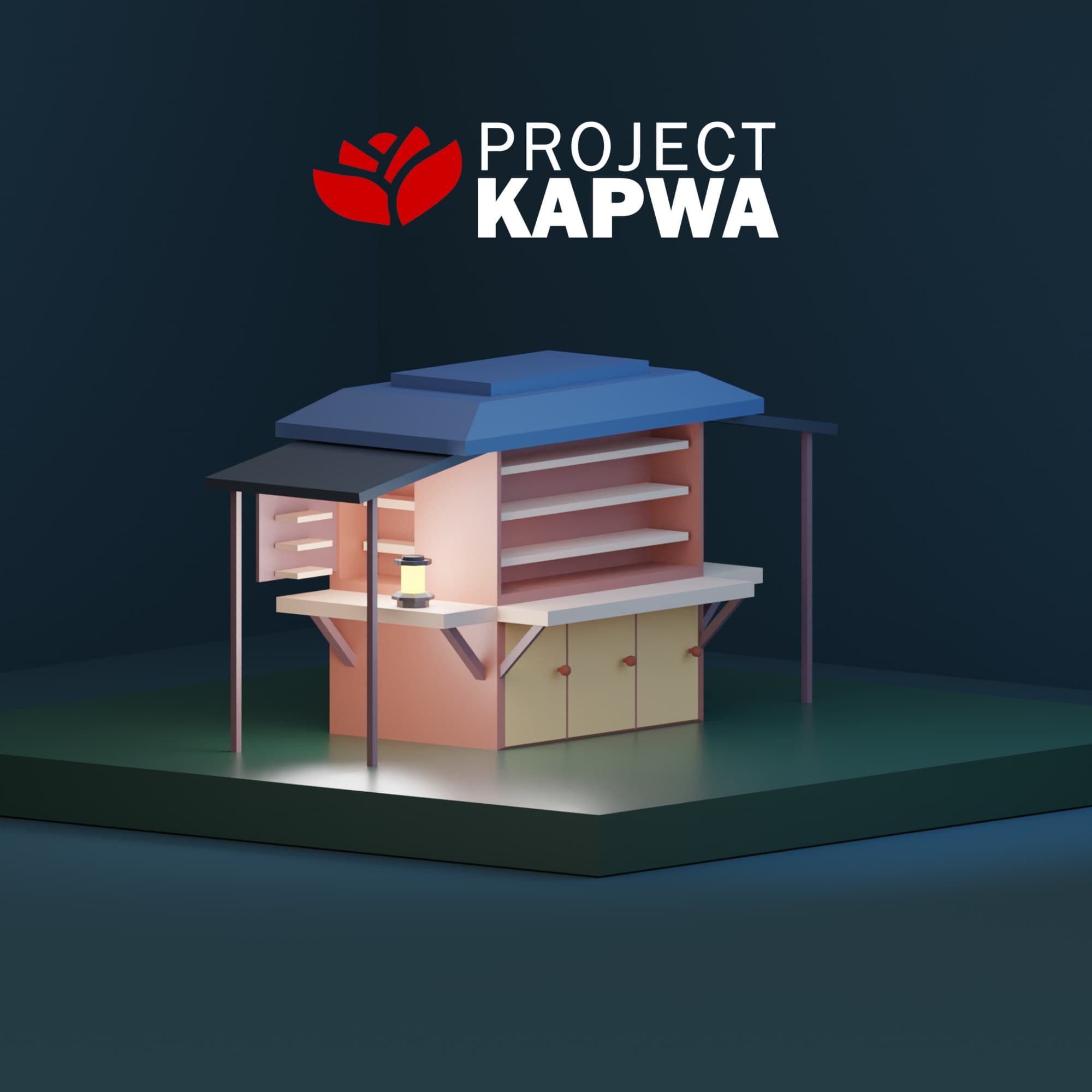 Project Kapwa: a lantern-lit sari-sari store glowing on its platform in the dark