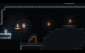 Birdio: the bird among scattered flames in a brick cavern